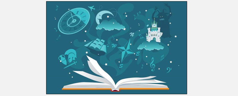 book with starry design